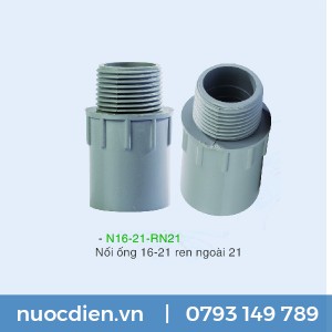 Nối ống 16-21 ren ngoài 21mm PVC